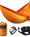 Double Camping Hammock With Tree Hanging Kit And 12Kn Aluminum Wiregate Carabiner Parachute Nylon Lightweight Portable Gear