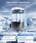 Polar freeze technology of 3 In 1 Countertop Beverage Station With Ice Maker on display with ice chamber capacity details