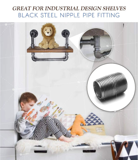 Gear Up Your DIY Projects With A Three Quarters Inch Nipples Assortment Kit For Steel Pipe Fittings In Black, sixty six piece set