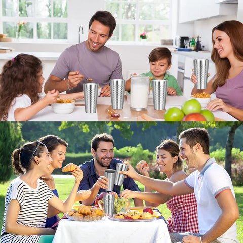 Rock Solid Double Wall Insulated Tumblers 19 Oz Set Of 8 Stackable Stainless Steel Cups with families at home and outdoors.