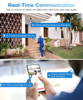 Person using 4MP Mini Bullet PoE IP Camera Outdoor With Strobe Light And Audible Alarm, 131ft Full Color Night Vision for real-time audio communication