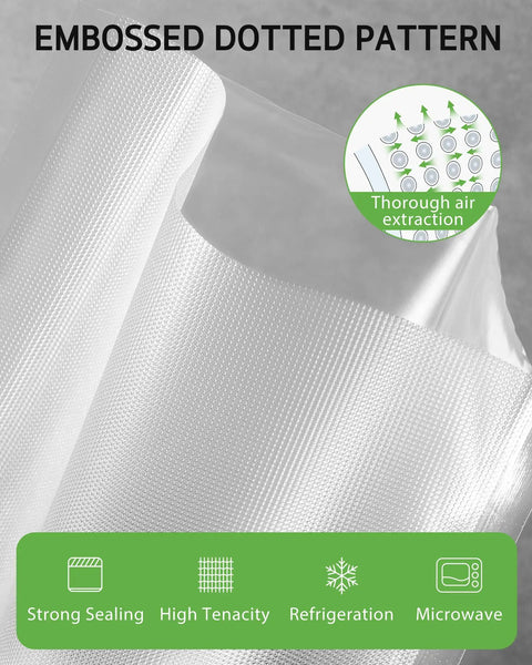 Close-up of 11 Inch By 150 Foot Vacuum Sealer Roll With Cutter For Food Storage BPA Free Heavy Duty Commercial Grade