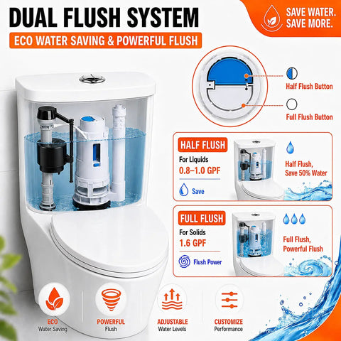 3 Inch Dual Flush Valve Replacement Kit For One Piece Toilets With Top Push Button Easy Install No Fuss Toilet Repair Kit