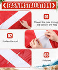 Steps to install Diver Down Flag from Six Pack Mesh Snorkel Gear Bags With Diver Down Flag For Scuba And Spearfishing 14x16 Inch Scallop Bags And 20x24 Inch Nylon Flag Double Stitched Tear Resistant Storage Set For Boating Safety And Easy Packing