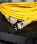 Yellow Jacket Heavy Duty Outdoor Extension Cord With Lighted End, Tough As Nails, Weather Resistant SJTW Jacket, 25 Foot, coiled