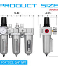 Dimensions of Heavy Duty Three Stage 3/4 Inch NPT Air Drying System With Particulate Filter Coalescing Filter Desiccant Dryer And Air Regulator Metal Bowl Auto Drain Pro Grade For Paint Spray And Plasma Cutter