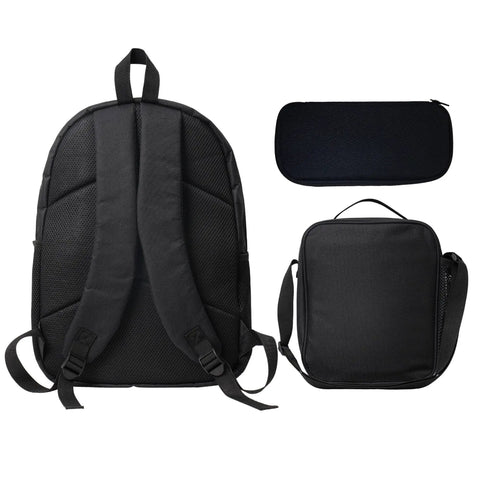 Back view of 17-inch black daypack from Three Pack 17 Inch Daypacks For Camping Hiking Travel And Outdoor Adventures Budget