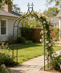 Sturdy Metal Garden Arbor Frame Stand Arch Trellis For Climbing Plants And Wedding Backdrop Outdoor Decor In Black Coated Finish