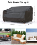 Heavy Duty Waterproof Patio Sofa Cover For 2-Seater Loveseat, Outdoor Furniture Cover With Air Vents And Handles, 60W X 34D X 30H, Black