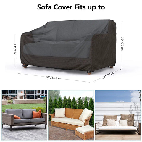 Heavy Duty Waterproof Patio Sofa Cover For 2-Seater Loveseat, Outdoor Furniture Cover With Air Vents And Handles, 60W X 34D X 30H, Black