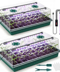 Two Pack 60 Cell Seed Starter Tray Kit With Grow Lights Timer Vented Lids Transplant Tools And Labels Complete Indoor Greenhouse For Seed Germination And Seedlings Easy To Use For Beginners And Pros.