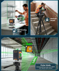 360 Degree Laser Level Self Leveling Kit With Four 360 Degree Green Lasers 16 Bright Lines For Precise Tile And Room Layouts From Floor To Ceiling Square Off Walls And Ceilings Like A Pro. on tripod for kitchen shelving and stair layout