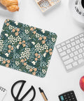 Cute Floral Mouse Pad With Stitched Edges, Non Slip Rubber Base, 9.25 By 7.75 Inch Desk Pad For Home Office, on white desk