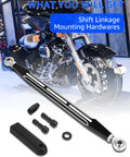 Harley Touring Shifter Linkage For 1986 To 2024 Models Gear Shift Upgrade For Street Glide Electra Glide Road Glide Road King Tri Glide Softail Dyna Easy Smooth Shifts And Durable Aftermarket Replacement Fits Most Touring Bikes. Black aluminum shift linkage with mounting hardware