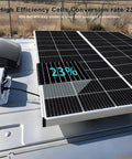 Kickass 200 Watt Solar Panel Starter Kit For 12V And 24V Systems Boasts Top Tier Perc Monocrystalline Cells on rooftop.