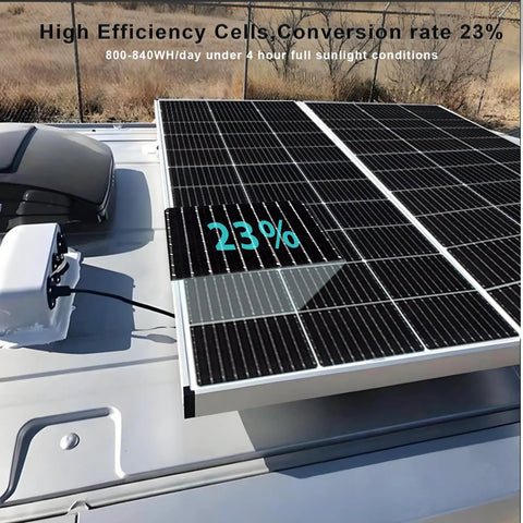 Kickass 200 Watt Solar Panel Starter Kit For 12V And 24V Systems Boasts Top Tier Perc Monocrystalline Cells on rooftop.