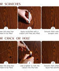 Instructions for using Solid Wood Filler Sticks And Furniture Wax Crayons For A No Sweat Scratch Fix Touch Up Kit.