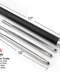 Three-piece set of full-size carbide woodturning lathe tools; front view with foam-grip handle, USA-made, stainless