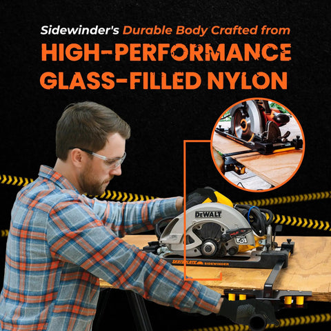 Precision Rolling Cut Guide For Right Blade Circular Saws transforms your Sidewinder into a sturdy setup with glass-filled nylon.