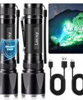 Two Pack Rechargeable LED Tactical Flashlights Ultra Bright 5000 Lumens, 3 Modes, Clip On Design, Waterproof Powerhouse