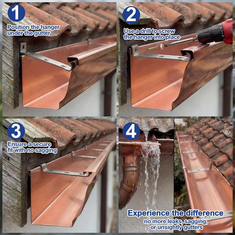 Installation of 25 Pack 5 Inch Hidden Gutter Hangers Clip Style With Screws For Standard K Style Aluminum Gutters Bracket