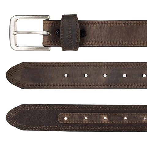 Full Grain Leather Work Belt For Men, Rugged Brown Heavy Duty Belt With Triple Stitching, Built To Last Durable Construction For Trades, 34 Inch Waist, Worksite Ready Comfort And Reliability On The Job