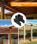 8 Pack Heavy Duty 4x4 3-Way T Brackets For Wood Posts To Beams, Adjustable Steel T Shaped Connectors in outdoor structures
