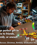Person setting up the Lit LED Lighting Kit For Lego Firefighter Aircraft 42152 Light Up Your 42152 Model, remote control visible