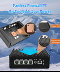 Killer Firewall Mini Pc With Intel Celeron J6305 Processor And Four 2.5GbE Intel I226V Ports, showing fanless aluminum alloy design.