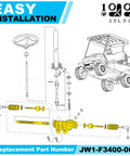 Diagram of Heavy Duty Golf Cart Steering Gear Box Assembly Rack And Pinion Replacement For Drive Series G29 G22
