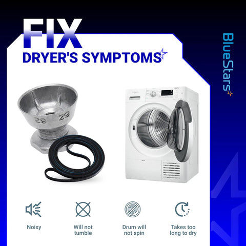Dryer Motor Pulley And Drum Belt Kit For Whirlpool Maytag Kenmore Dryers Replaces PS11744884 W10290525 with images
