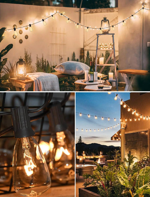 ST35 Edison Clear Bulbs 5W 120V Replacement For C7 E12 Screw Bases Indoor Outdoor Patio String Lights create warm glow