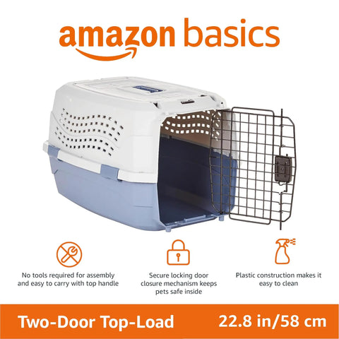 Pack Up Your Pooches For Vacation In This Road Ready Hard Sided Pet Carrier For Medium Puppies And Cats Featuring Front Top Entry Doors Heavy Duty Plastic Shell Secure Crossflow Ventilation And Grip Handle