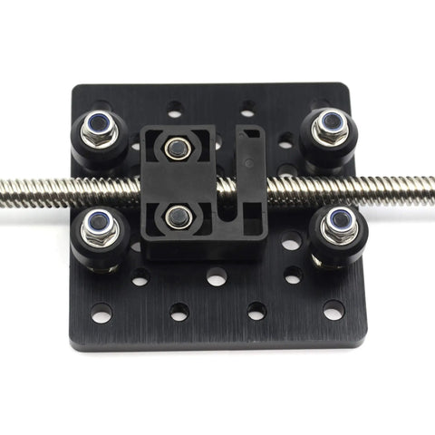 Image showing a 2Pcs Anti Backlash Nut Block for 8mm shaft with 2mm pitch and 4mm lead POM screw nut, mounted on a metal bracket.
