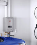 Home Run Liquid Propane Tankless Water Heater With Built In Recirculation Pumps Out Instant Family Ready Hot Water At 10 GPM installed in garage.