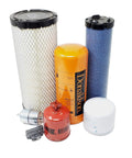 All In One Filter Kit For Bobcat 430 430 ZHS With Kubota V2203M Engine Mini Excavator Includes Fuel Filter Lube Filter Hydraulic Filter Air Filter Water Separator In Line Fuel Filter And Radial Seals displayed together