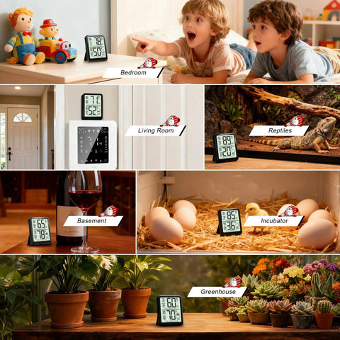 Two Pack Indoor Room Thermometer And Hygrometer With Real Time Temperature Humidity Readings Max Min Record Compact Desk Stand Smart No Fuss Home Office Nursery And Greenhouse Monitoring in bedroom