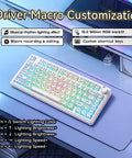 Badass Wireless Mechanical Gaming Keyboard With Dope Creamy Switches And Smooth Volume Knobs Features Tri Mode Bluetooth And Usb C Wired Connect For Gamer Desk Setup with colorful RGB backlight.