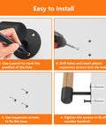 Installation guide steps for Heavy Duty 12 Foot Round Wooden Stair Handrail Wall Mount with clear visuals and easy instructions.