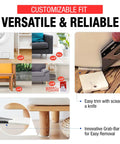 Wobble Wedges 300 Pack Flexible Plastic Shims for Leveling Furniture and Fixtures shown under appliances, chairs, and tables
