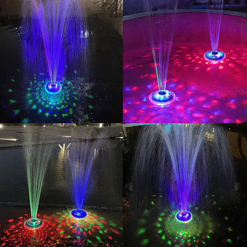 Floating Pool Fountain With LED Underwater Lights And Outdoor Powered Pump 2 Mode Sprinkler Waterfall For Inground And Above Ground Pools And Ponds Blue Light Show 1 Pc.