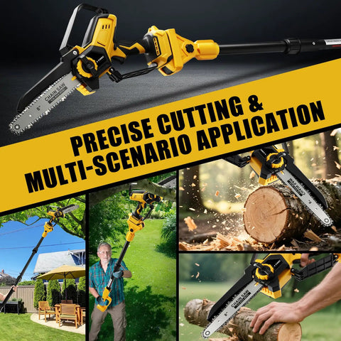 Slick 4 In 1 Cordless Pole Saw And Electric Pruning Shears Kit with chainsaw attachment for precise cutting and trimming.