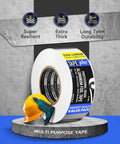 TapePlus aluminum foil HVAC duct tape roll, 2 in x 70 yd, silver; shown with yellow hard hat and cordless drill.