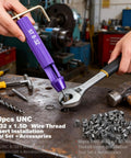 Stainless Steel Thread Repair Insert Kit With Coiled Wire Helical Inserts, 50 Pcs, 8 32UNC X 1.5D being installed