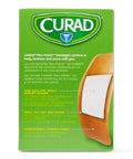 Flex-Fabric Adhesive Bandages X-Large 2x4 packaging showing bandage and details on breathable woven design and non-stick pad.