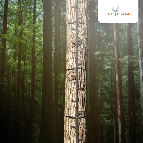 20 Foot Quick Stick Climbing Sticks Tree Stand Hunting Gear System For Mobile Deer Hunters Fast And Easy Portable Setup Durable Steel Construction For Climbers And Shooters attached to tree