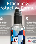 Koala eyeglass lens cleaner spray bottle by Amazon; clear bottle with black spray nozzle