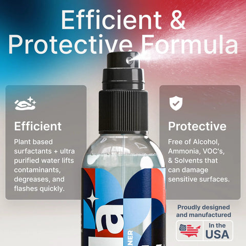 Koala eyeglass lens cleaner spray bottle by Amazon; clear bottle with black spray nozzle