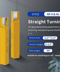 SENDUO AR-6 & AL-6 carbide tip cutters, yellow, front view, 2 pcs, 1/2 in shank, 3-1/2 in length, 90° rake