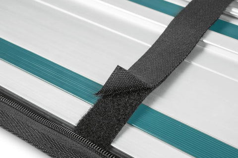 Heavy Duty Padded Guide Rail Bag For Track Saw Rails Up To 59 Inches with durable strap fastening, close-up view